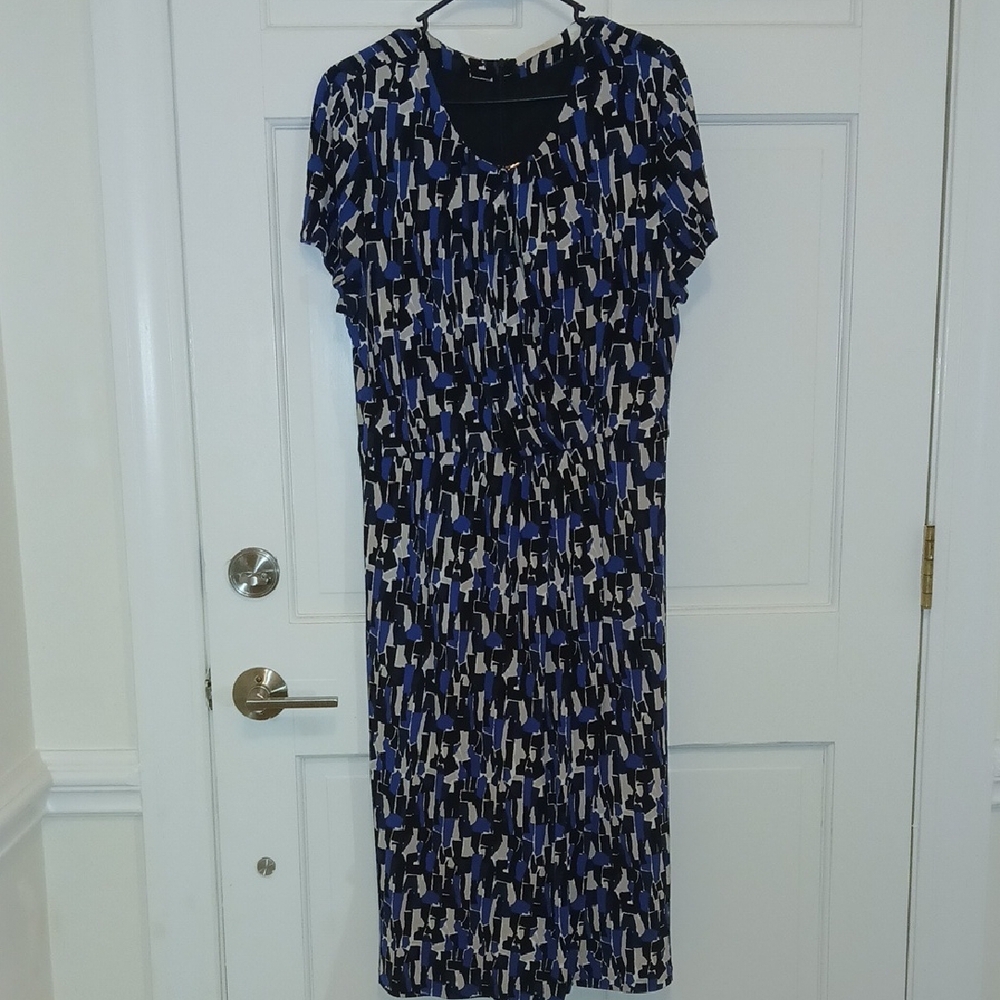 Boss Blue and Black Patterned Midi Dress